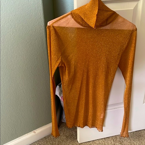 Jonathan Simkhai Standard Charli Turtleneck in Gold/Copper Shimmer - Picture 3 of 6